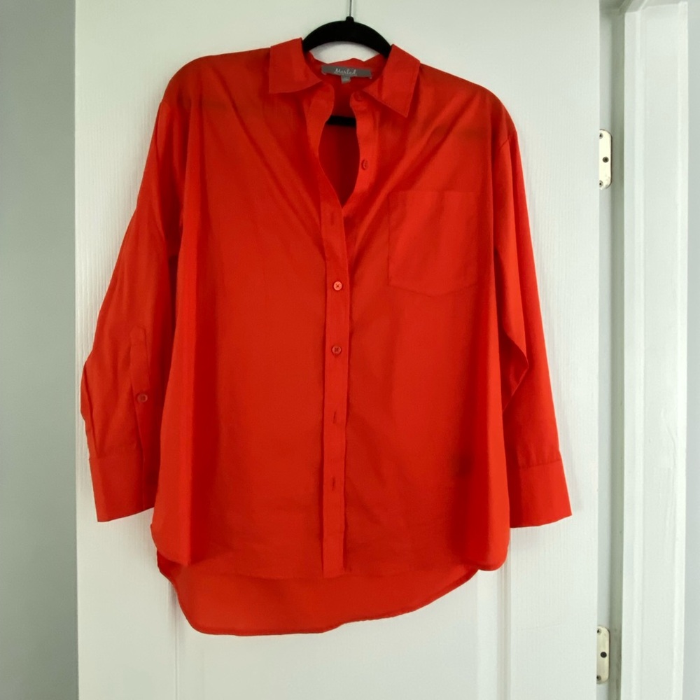 Marled vibrant orange Casual Button Down Shirt Relaxed Fit